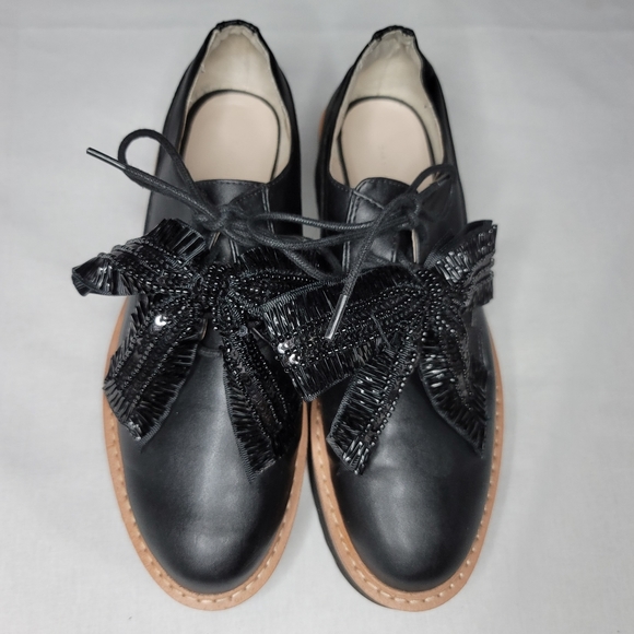 ZARA black derby platform bow laces dress shoes